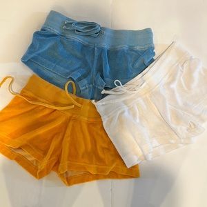 Hard Tail terry shorts size small - 3 pairs white, gold blue